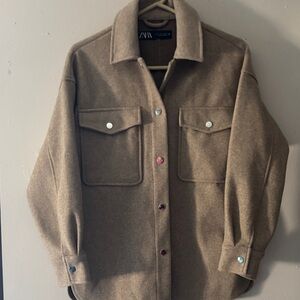 Zara Tan Overshirt with Button Details